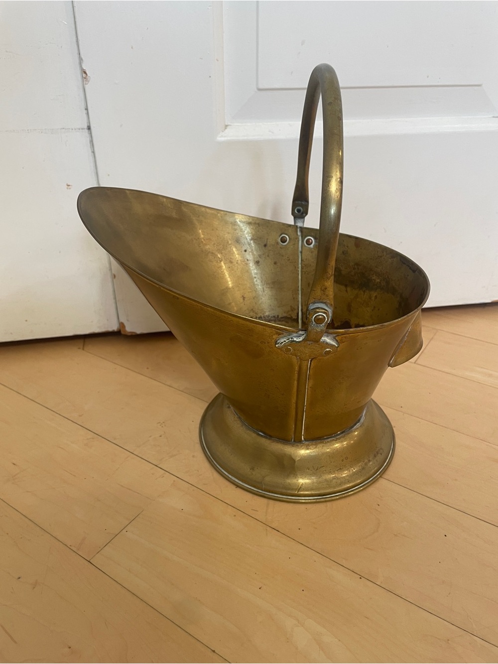 Antique Brass Coal Pail Scuttle Fireplace